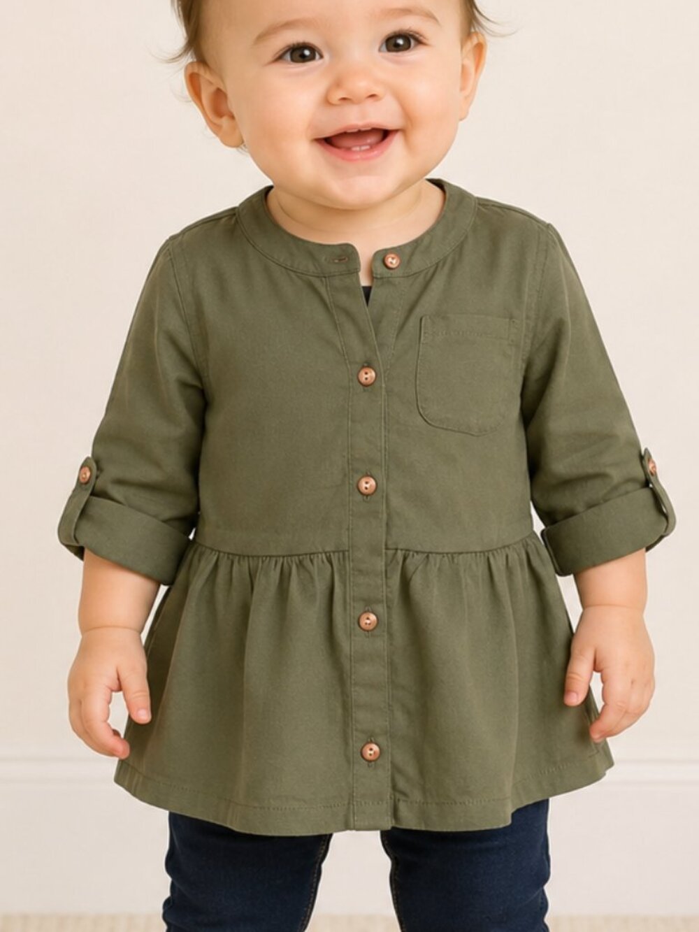 CARTER'S Sateen Button-Front Long Sleeves NWT